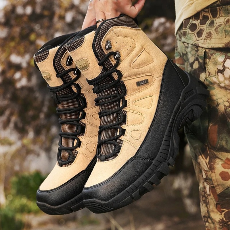 Hunting Boot Insole - รองเท้าบูทผู้ชายสำหรับล่าสัตว์ รองเท้าบูทกันน้ำกันลื่นสำหรับกิจกรรมกลางแจ้ง รองเท้าเดินป่าแบบทหาร รองเท้าหุ้มข้อสูง พื้นหนา รองเท้าปีนเขา