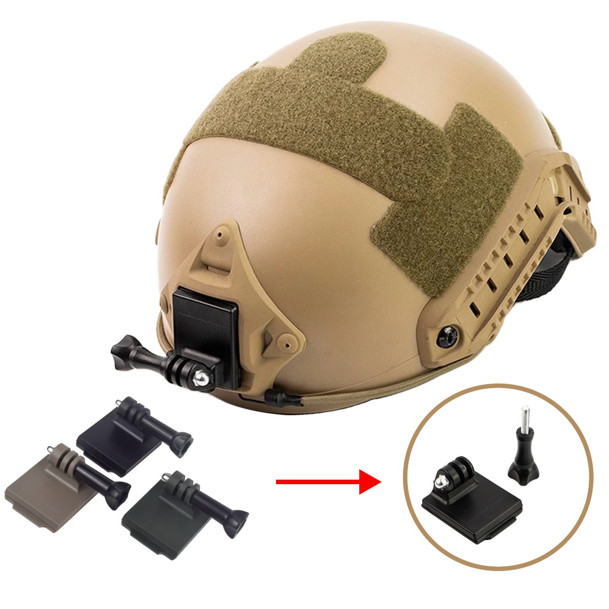 Hunting Outdoor Camera - อะแดปเตอร์ติดตั้งแบบคงที่สำหรับหมวกนิรภัย FAST Tactical Helmet NVG เหมาะสำหรับกล้องกีฬา