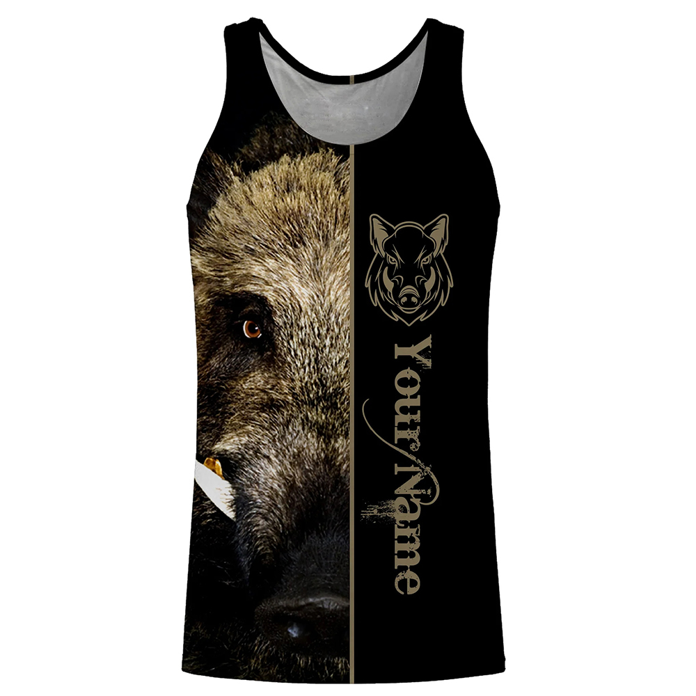 Outdoor Hunting Names - เสื้อกล้ามพิมพ์ลาย 3 มิติ สำหรับผู้ชาย ลายล่าหมูป่า พร้อมสกรีนชื่อได้ตามต้องการ