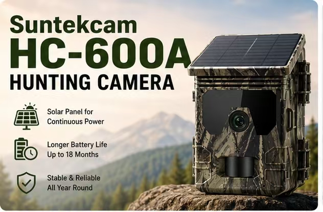 Hunting Outdoor Camera - กล้องติดตามสัตว์ป่าพลังงานแสงอาทิตย์ 50MP 4K พร้อมระบบมองเห็นกลางคืน ตรวจจับความเคลื่อนไหว 0.3