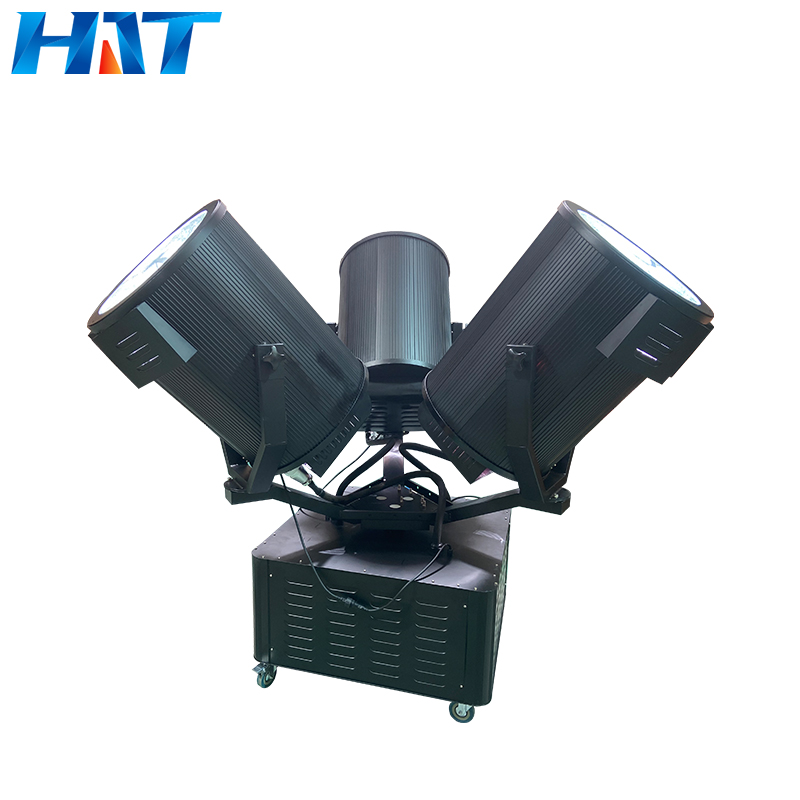 Outdoor Hunting Events - ไฟสปอร์ตไลท์แบบหมุนได้สามหัว HAT Professional 7KW สำหรับการล่าสัตว์ ฉายแสงสว่างบนท้องฟ้า