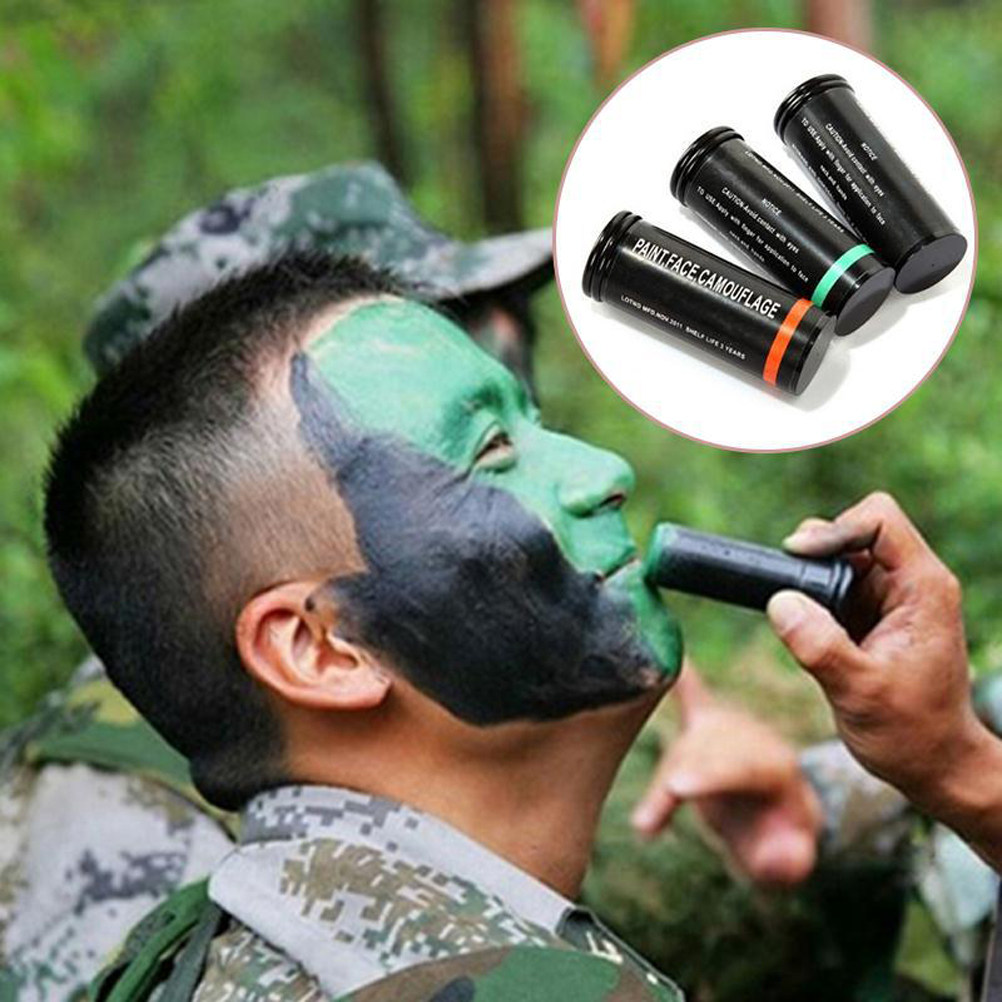 Camo Face Paint - ชุดสีเพ้นท์หน้าลายพราง 3 ชิ้น ปลอดภัยต่อผิวหนัง ไม่มีกลิ่น ฐานหมุนได้